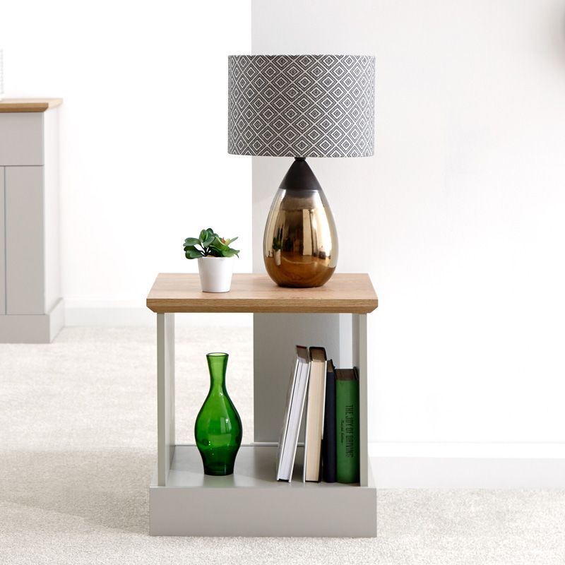 Kendal Lamp Table Grey & Oak 1 Shelf