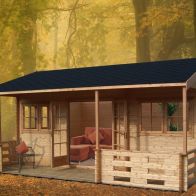 See more information about the Shire Kingswood 17' 8" x 19' 4" Reverse Apex Log Cabin - Premium 44mm Cladding Tongue & Groove