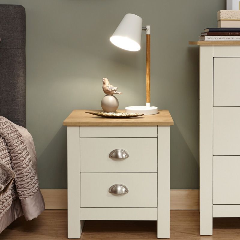 Lancaster Bedside Table Cream 2 Drawers