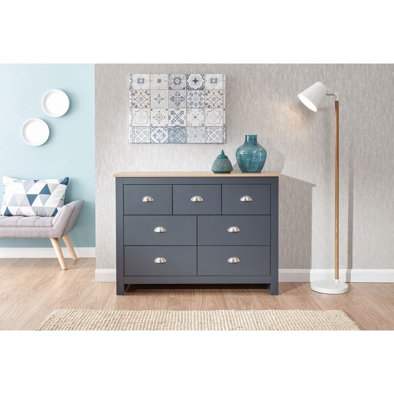 Lancaster Large Chest of Drawers Blue 7 Drawers