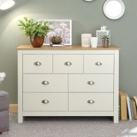See more information about the Lancaster Cream & Oak Wide Chest Of 7 Drawers