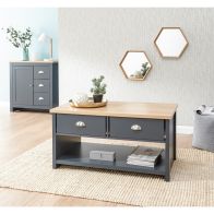 See more information about the Lancaster Blue 2 Drawer Coffee Table