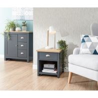 See more information about the Lancaster Side Table Blue 1 Shelf 1 Drawer