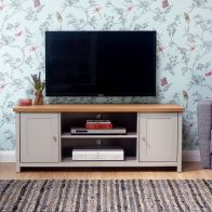 See more information about the Lancaster TV Unit Grey 2 Shelves 2 Doors