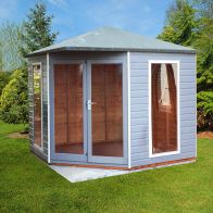 See more information about the Shire Larkspur 8' 4" x 8' 4" Apex Summerhouse - Premium Dip Treated Shiplap