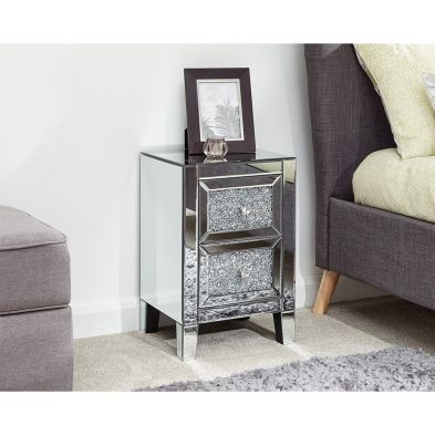 Lucia Mirrored Cream Chest Of 2 Drawers
