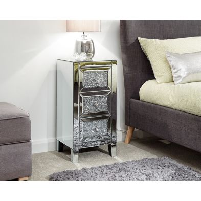 Lucia Mirrored Cream Chest Of 3 Drawers