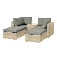 See more information about the Tuscany Rattan Garden Sun Lounger Set by Royalcraft - 2 Seats Grey Cushions