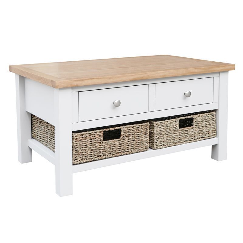 Lucerne Oak White 2 Drawer Coffee Table