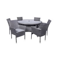 See more information about the Malaga Rattan Garden Patio Dining Set by Royalcraft - 6 Seats Grey Cushions