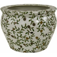 See more information about the Planter Ceramic White with Flower Pattern - 19cm