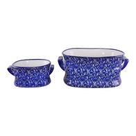 See more information about the 2x Planter Ceramic Blue & White with Flower Pattern