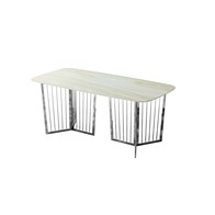 See more information about the Merrion Dining Table Stanless Steel Marble & Silver
