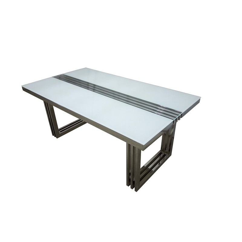 Merrion Dining Table Stanless Steel Mirrored 1 Shelf