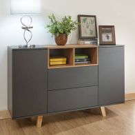 See more information about the Modena Large Sideboard Grey 2 Doors 2 Shelves 2 Drawers