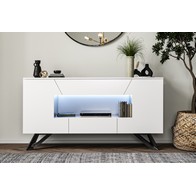 See more information about the Weston Large Sideboard with LED White 2 Doors 5 Shelves 2 Drawers