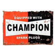See more information about the Vintage Champion Spark Plugs Sign Metal Wall Mounted - 41cm