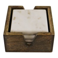 See more information about the 4x Coaster Marble & Wood White - 13cm