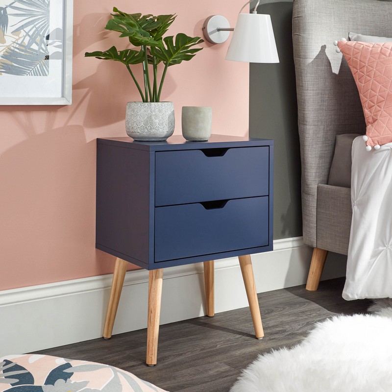 Nyborg Bedside Table Blue 2 Drawers