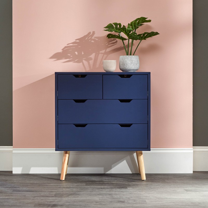 Nyborg Tall Chest of Drawers Blue 4 Drawers