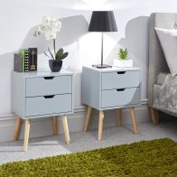 See more information about the Nyborg Bedside Light Grey 2 Drawers - Set of 2