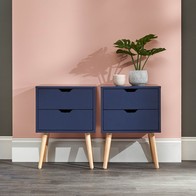See more information about the 2 Nyborg Bedside Tables Blue 2 Drawers