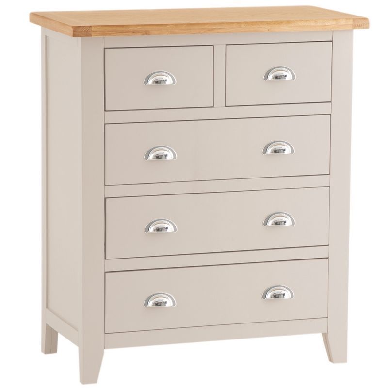 Aurora Mist Chest of Drawers Oak Off-white 5 Drawers