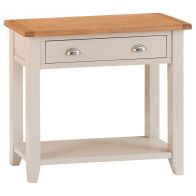 See more information about the Aurora Mist Console Table Oak Light Grey 1 Shelf 1 Drawer