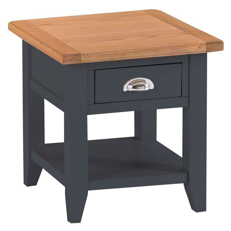 Aurora Midnight Side Table Oak 1 Shelf 1 Drawer