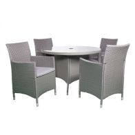 See more information about the Nevada Rattan Garden Patio Dining Set by Royalcraft - 4 Seats Grey Cushions
