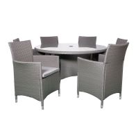 See more information about the Nevada Rattan Garden Patio Dining Set by Royalcraft - 6 Seats Grey Cushions