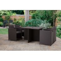 See more information about the Nevada Rattan Garden Patio Dining Set by Royalcraft - 4 Seats Grey Cushions