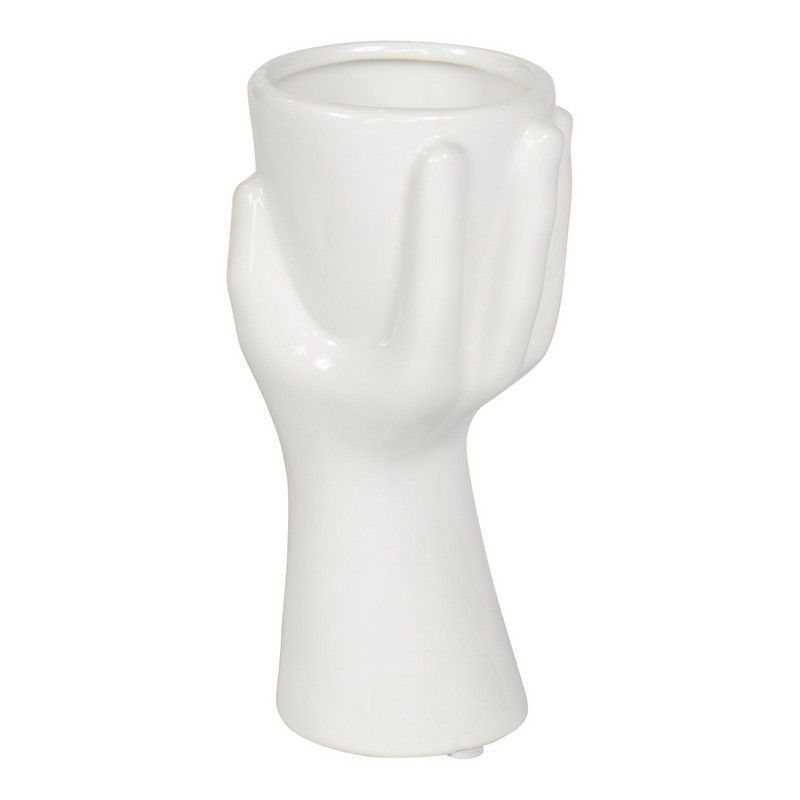 Hand Vase Ceramic White - 17.5cm