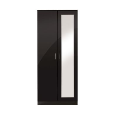 Ottawa Wardrobe Black 2 Door With Mirror