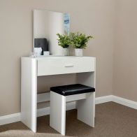 See more information about the Ottawa Dressing Table White 1 Drawer With Stool