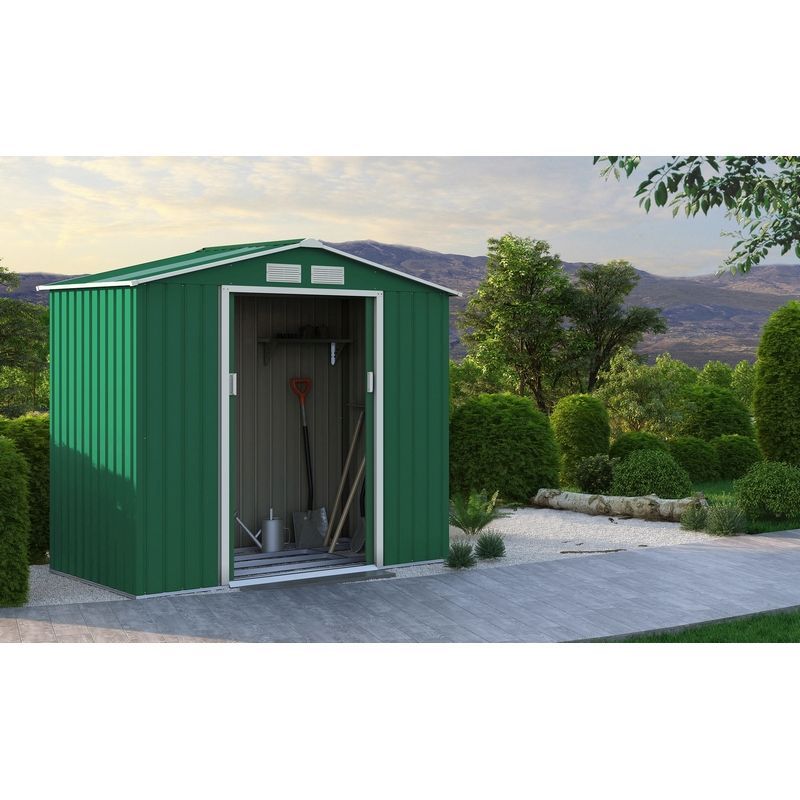 Classic Oxford Garden Metal Shed by Royalcraft - Green 2.1 x 1.3M