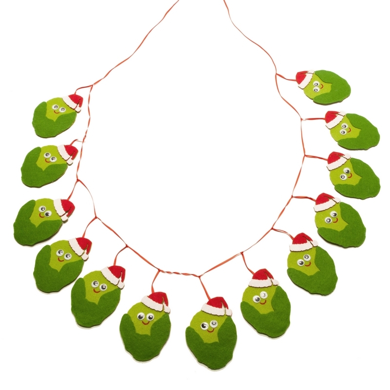 Sid The Sprout Bunting Christmas Decoration Green - 260cm