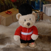 See more information about the Animated Bear Christmas Decoration Red - 33cm