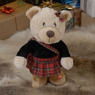 See more information about the Animated Bear Christmas Decoration with Tartan Pattern - 33cm