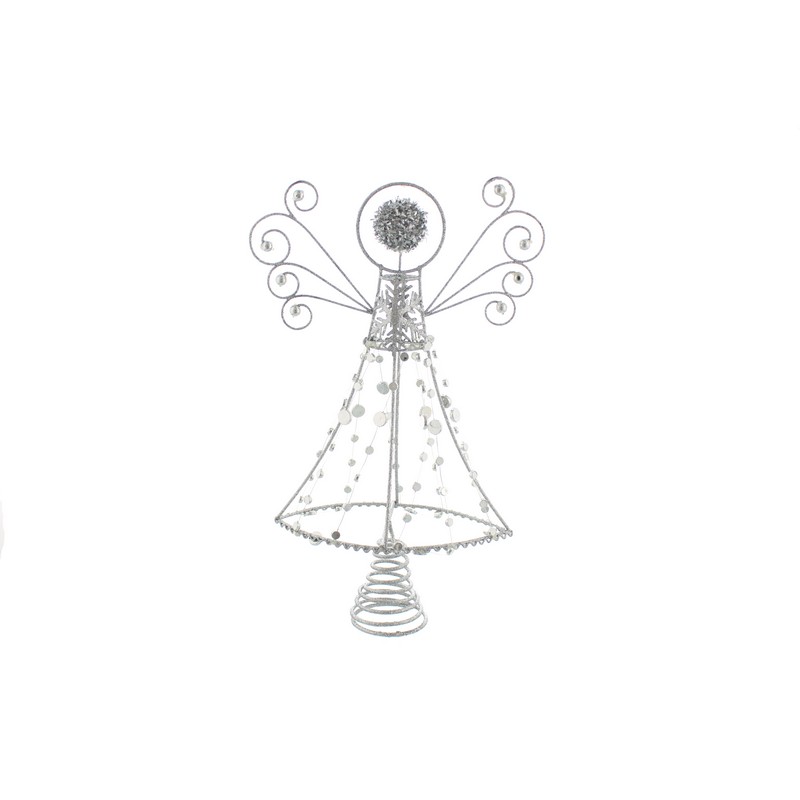 Angel Christmas Tree Topper Decoration Silver - 30cm 