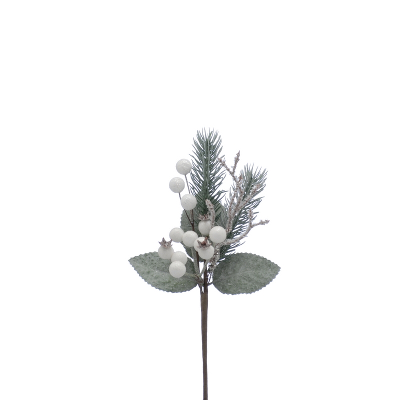 Buy Festive Berries Branch Stem White & Frosted 24cm - Online at Cherry ...