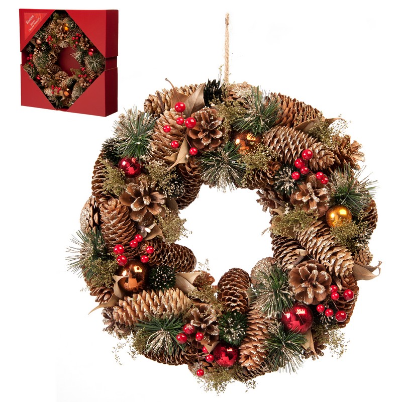 Wreath Christmas Decoration Red & Gold - 36cm 