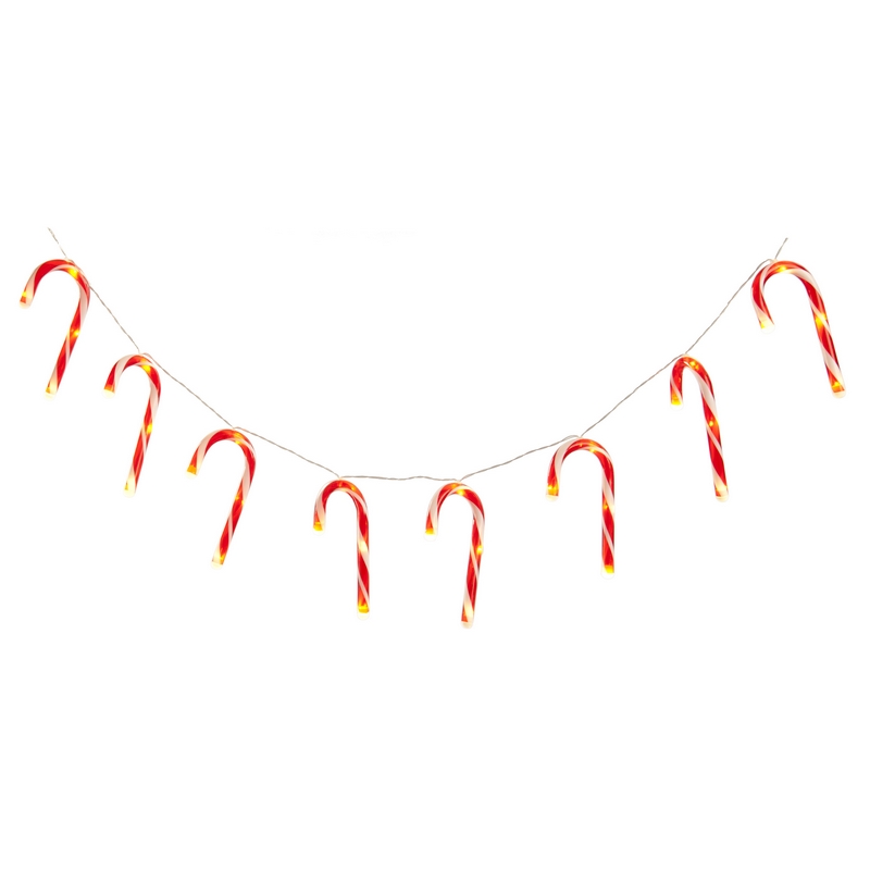String Candy Cane Christmas Light Red & White Outdoor 40 LED