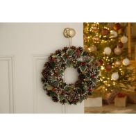 See more information about the Wreath Christmas Decoration Green & Red with Pinecones & Berries Pattern - 36cm 