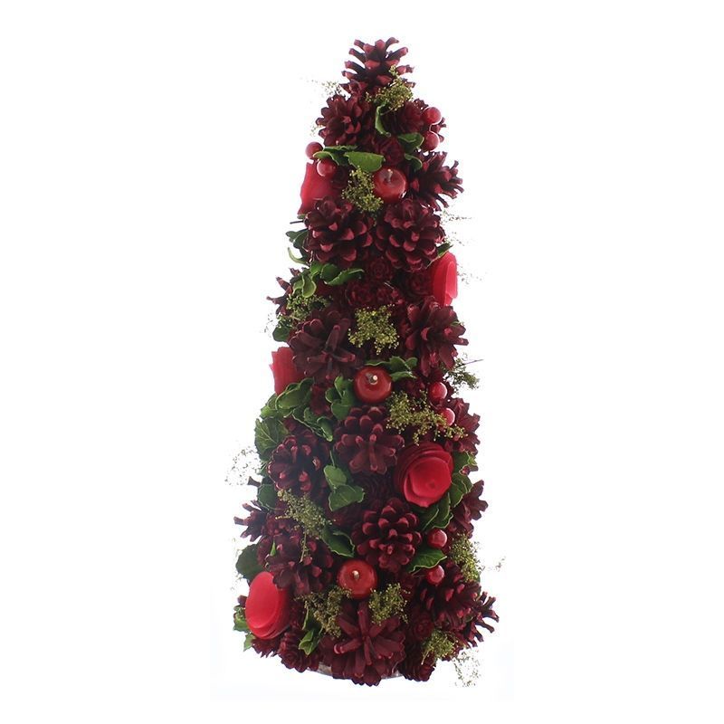 1ft Berries & Cones Christmas Tree Artificial - Green & Red Ornament