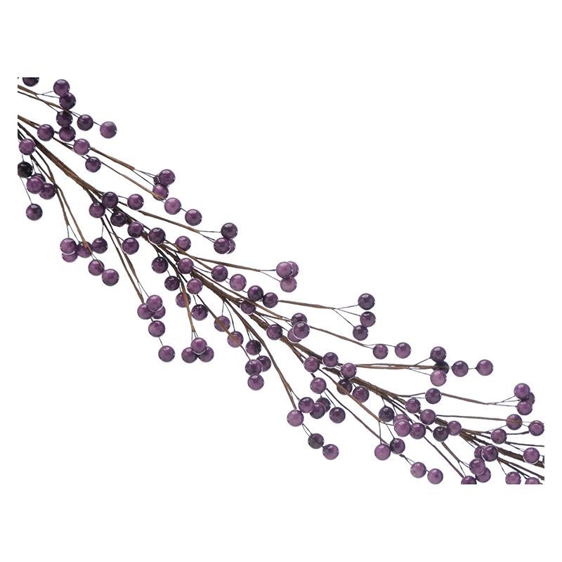 Berries Garland Christmas Decoration Purple with Glitter Pattern - 130cm 