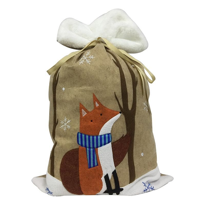 Christmas Sack Beige & White with Fox Pattern - 70cm 