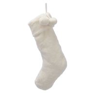 See more information about the Stocking Christmas Decoration White with Pom Pom Pattern - 56cm 