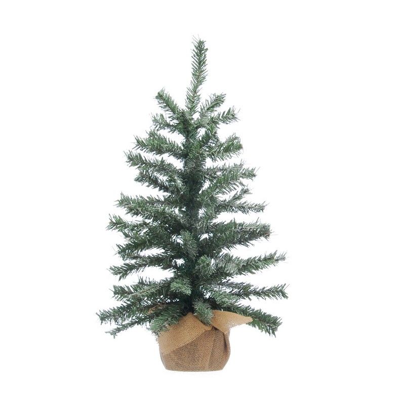 2ft Burlap Base Christmas Tree Artificial - White Frosted Green Ornament 68 Tips 
