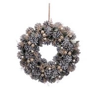 See more information about the Wreath Christmas Decoration Green & Gold with Frosted Pattern - 36cm 